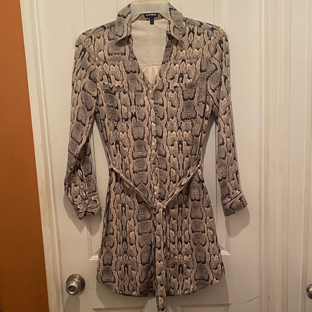 Express Beige and Black Snakeskin Dress